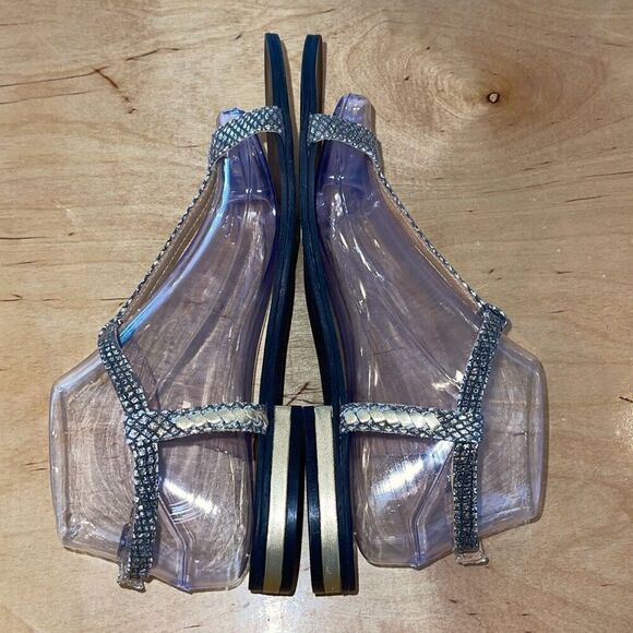 Jack Rogers Womens Cheney Metallic T Strap Sandals Gold Size 9 - Picture 8 of 11